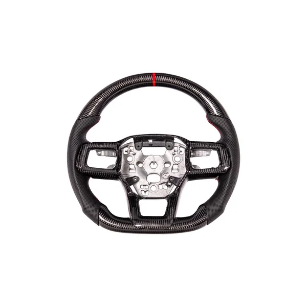 S650 Mustang Carbon Fiber Steering Wheel w/ Button Cover, Alcantara Grips2024-2026 Ford Mustang