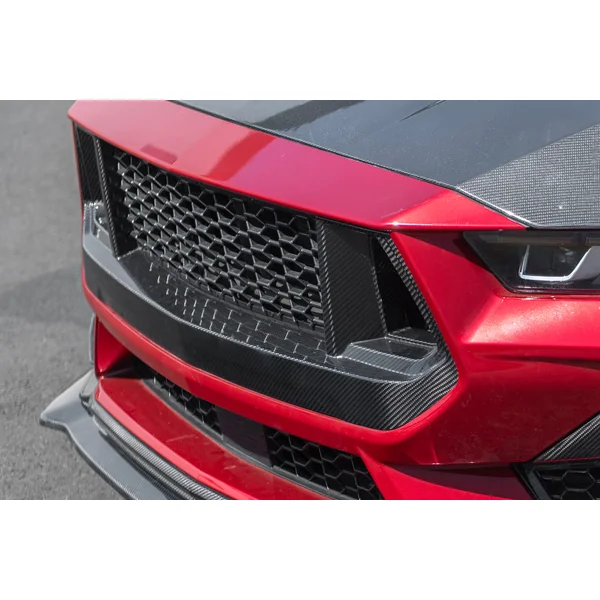 S650 Mustang Upper Front Grille w/ GT Mesh Cover, Carbon Fiber2024-2026 Ford Mustang GT & EcoBoost - Image 5