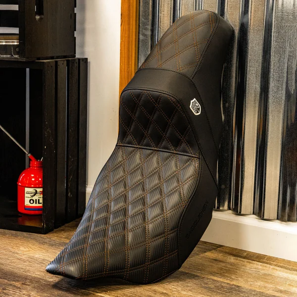 San Diego Customs Pro Series Performance Gripper Seat for 2008-2023 Harley Touring - Bronze Stitch - Image 2