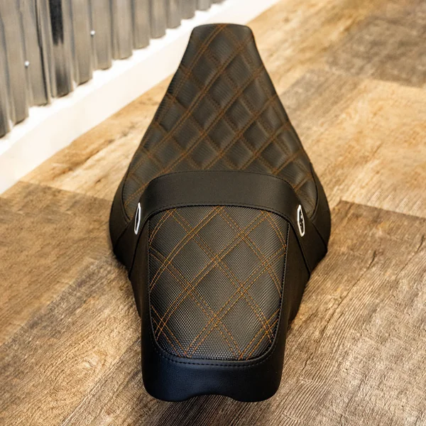San Diego Customs Pro Series Performance Gripper Seat for 2008-2023 Harley Touring - Bronze Stitch - Image 6