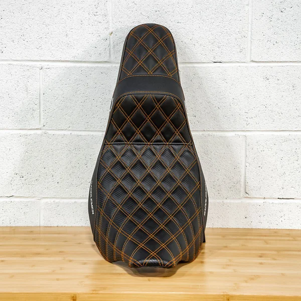 San Diego Customs Pro Series Performance Gripper Seat for 2008-2023 Harley Touring - Custom Orange Stitch - Image 3