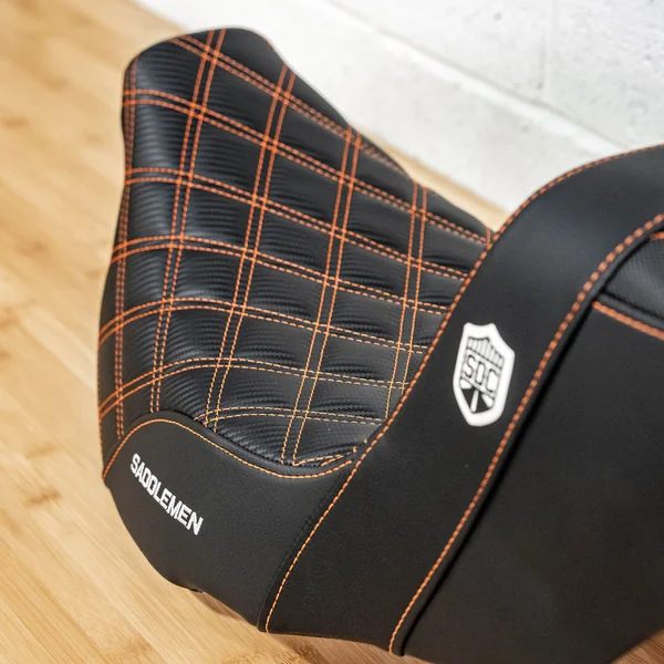 San Diego Customs Pro Series Performance Gripper Seat for 2008-2023 Harley Touring - Custom Orange Stitch - Image 5