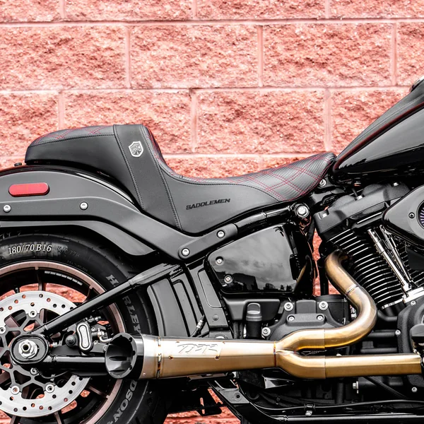 San Diego Customs Pro Series Performance Gripper Seat for 2018-2024 Harley Softail FXLR/FLSB - Red Stitch - Image 9