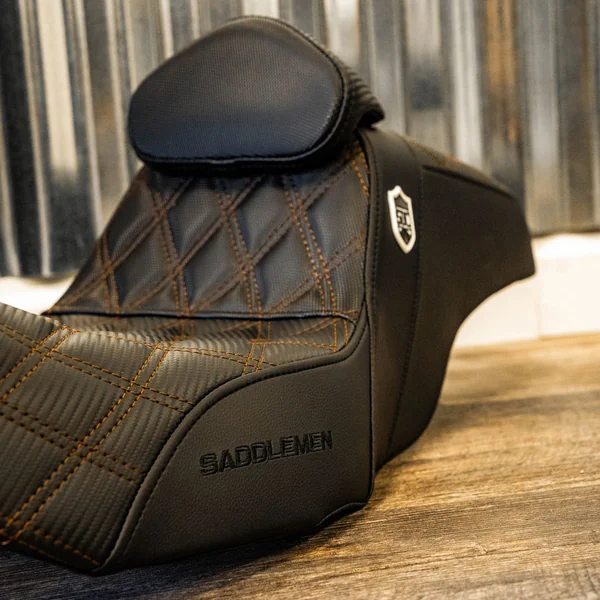 San Diego Customs Pro Series Performance Gripper Seat with Backrest for 2008-2023 Harley Touring - Bronze Stitch - Image 5