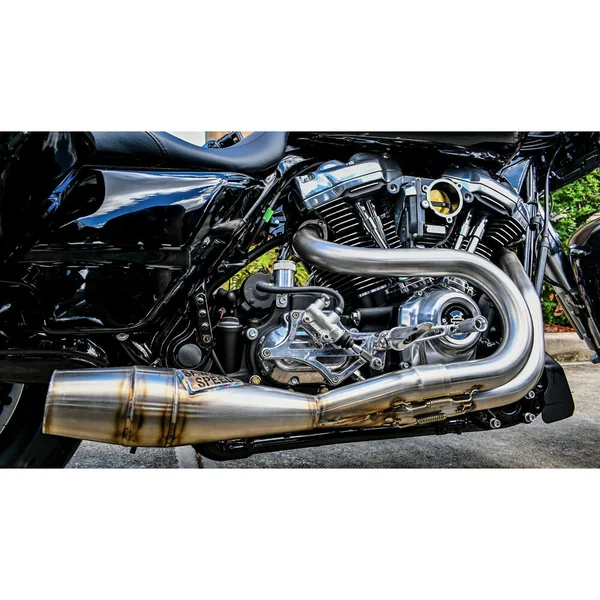 Sawicki 2-1 Stainless Shorty Cannon Big Inch for 2017-2023 Harley Touring w/ Mid Controls - Image 2