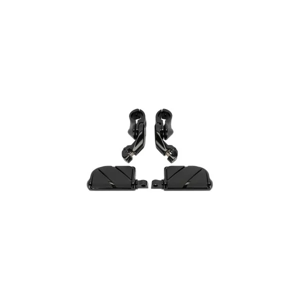 Short Angled Adjustable Highway Foot Pegs & Clamps | Black