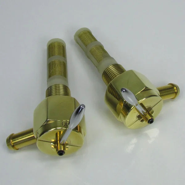 Sifton Hi-Flow 3/8" NPT Polished Brass Petcock with Right 90° Fuel Outlet, For Use w. 5/16" or 3/8" ID Fuel Hose - Replaces Harley Part # 62125-55B on Pre-1975 Harley FL, FX, and XL