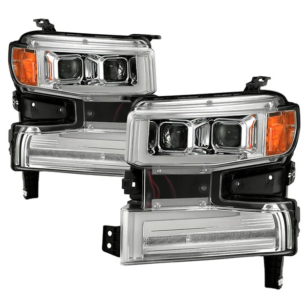 Spyder Signature Series Projector Headlights w/ Sequential LED Turn Signals, Chrome2019-2021 Silverado 1500