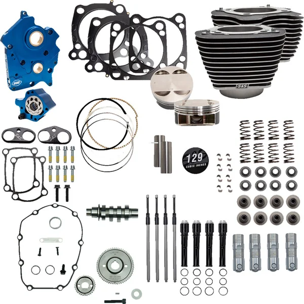 S&S 129" Power Pack Gear Drive Oil Cooled Kit for 107" Harley M8 - Image 3