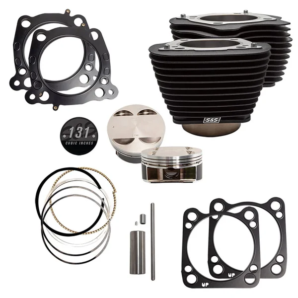 S&S 131" Stroker Cylinder and Piston Kit with Black Fins for Harley M8 - Image 2