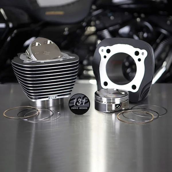 S&S 131" Stroker Cylinder and Piston Kit with Highlighted Fins for Harley M8