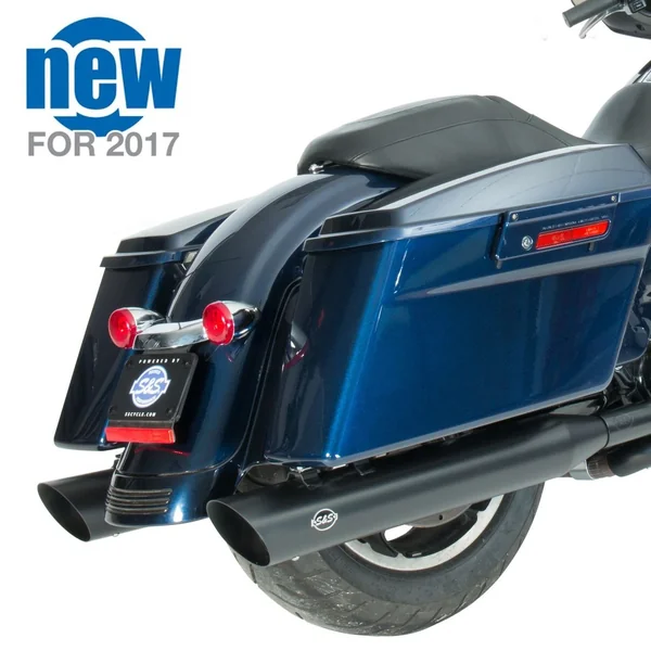 S&S 4" Slash Cut Slip-On Exhaust Mufflers for 1995-2016 Harley Touring - Black