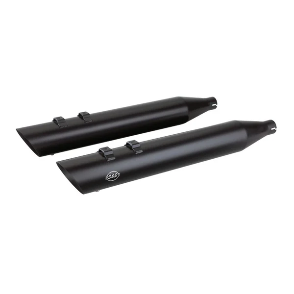 S&S 4" Slash Cut Slip-On Exhaust Mufflers for 1995-2016 Harley Touring - Black - Image 3