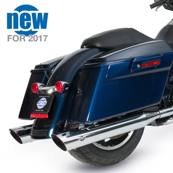 S&S 4" Slash Cut Slip-On Exhaust Mufflers for 1995-2016 Harley Touring - Chrome - Image 2