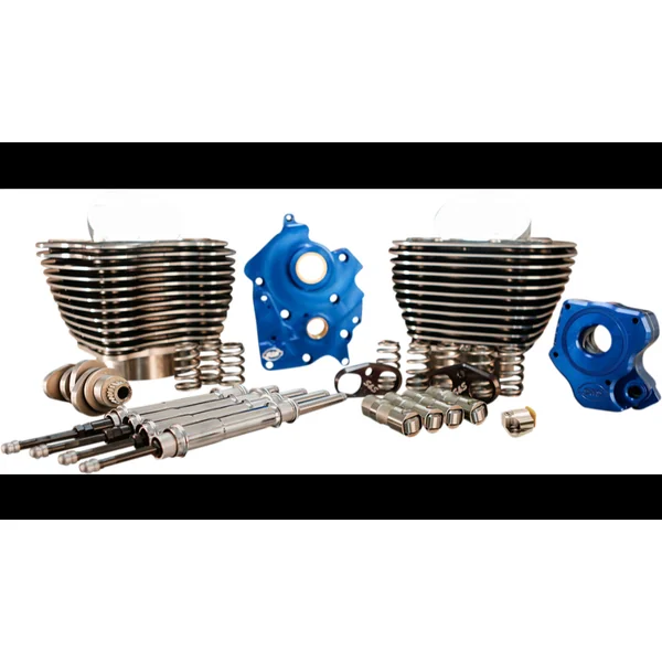 S&S Cycle 128" Power Package with CHAIN Drive Cams for 2017+ Harley Touring Models with 114" & 117” Twin-Cooled M8 (Water & Oil Cooled): Black Granite Finish with Highlighted Fins and Chrome Pushrod Tubes - Made in USA - Image 2