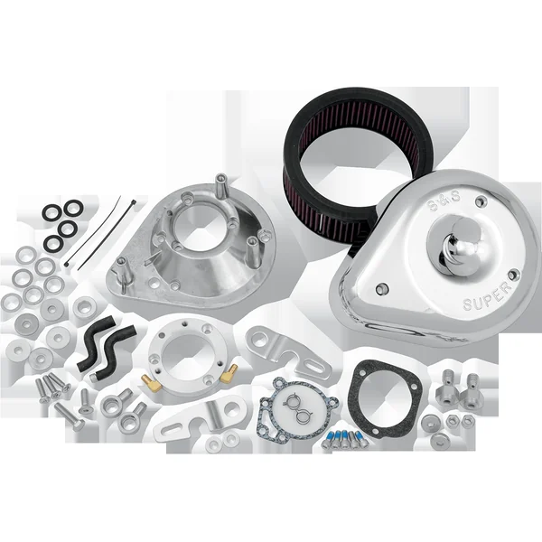 S&S Cycle® Chrome Teardrop Air Cleaner Kit fits 1991-2006 Harley Sportster XL Models with Stock CV Carburetor, with All Necessary Hardware - Made in U.S.A. - 17-0448