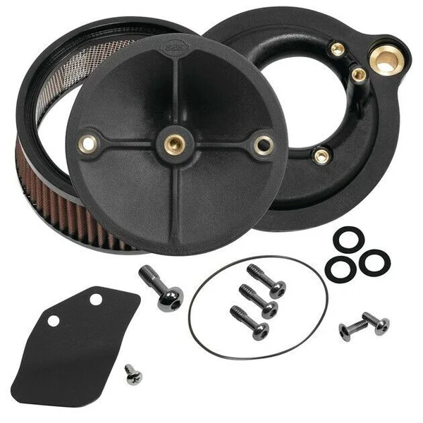 S&S Cycle® Gloss Black Super Stock™ Stealth Air Cleaner Kit for 2017 Harley Dyna Models; 2017-2019 Touring FLH, FLT; 2018-2019 Softail Models - Made in U.S.A. - 170-0354C