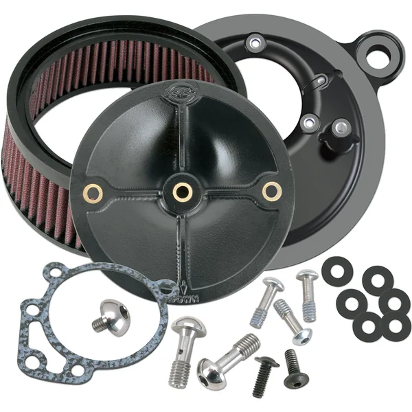 S&S Cycle® Super Stock™ Black Gloss Stealth Air Cleaner Kit for 1999-2006 Harley Models with Twin Cam Motors and E/G Series Carburetors, with Hardware - Made in U.S.A. - 170-0058 - Image 2