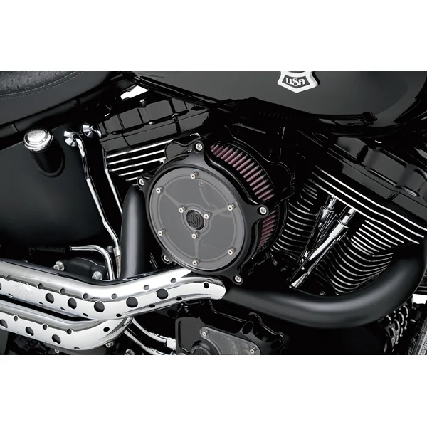 S&S Cycle® Super Stock™ Black Gloss Stealth Air Cleaner Kit for 1999-2006 Harley Models with Twin Cam Motors and E/G Series Carburetors, with Hardware - Made in U.S.A. - 170-0058 - Image 3
