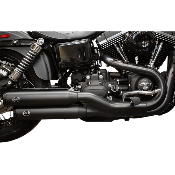 S&S Grand National Slip-On Mufflers for 2008-2017 Harley Dyna Fat Bob &Wide Glide - Black - Image 4