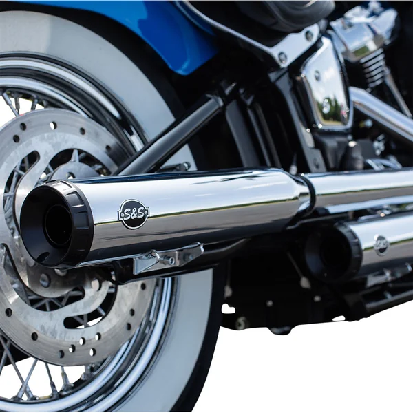 S&S Grand National Slip-On Mufflers Race Only for 2018-2022 Harley Softail FLHC/ FLDE - Chrome - Image 2