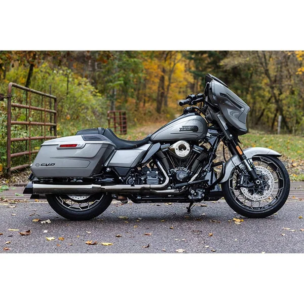 S&S MK45 Exhaust Mufflers w/ Cutlass Caps for 2017-2024 Harley Touring - Lava Chrome