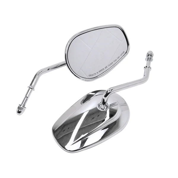 Tapered Mirrors (OEM Style) w/ Short Stems and Convex Mirrors - Chrome - Sold As a Pair - Fits All Harley Davidson Models