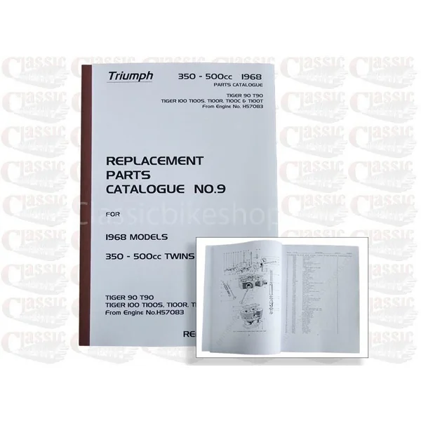 Triumph 1968 T90, T100 (S,R,C,T) Parts Book