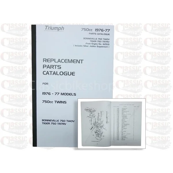 Triumph 1976-77 750cc Bonneville 750 T140V, Tiger 750 TR7RV Parts Book