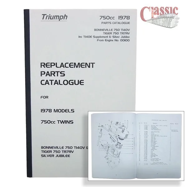 Triumph 1978 750cc Bonneville T140V, Tiger 750 TR7RV + 1977 Silver Jubilee Parts Book