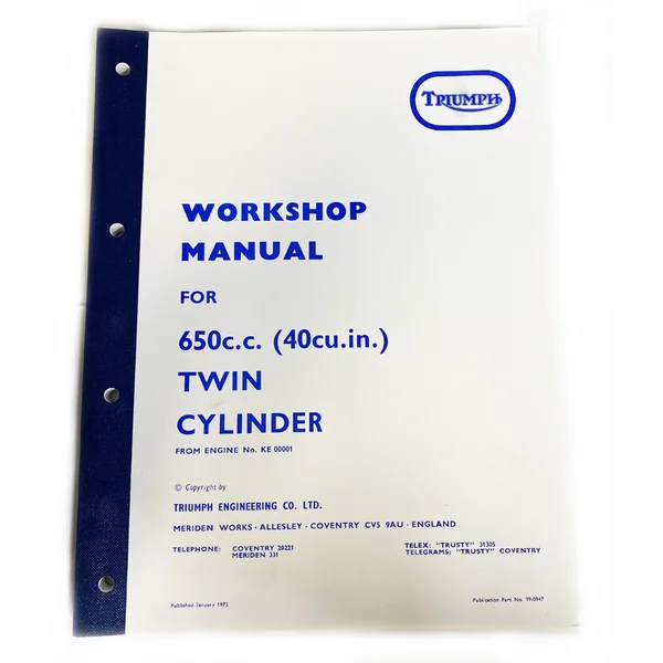 Triumph Unit 650cc Twin Workshop Manual (1971-73) OEM: 99-0947