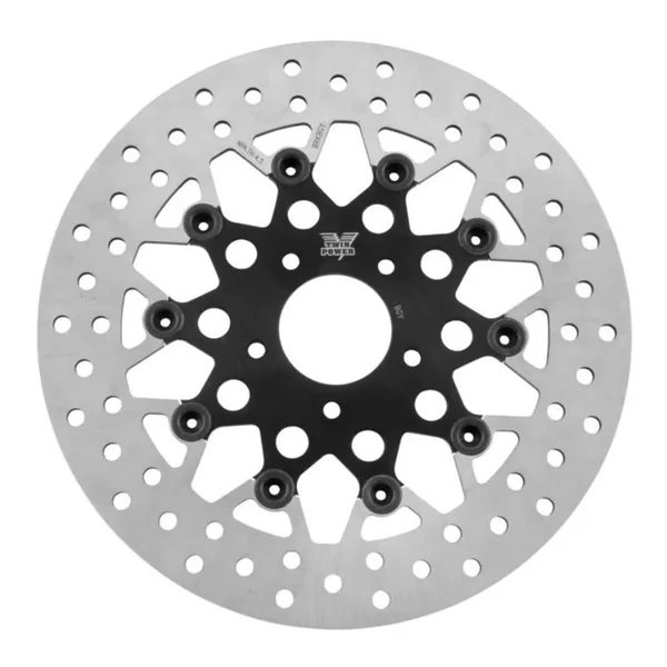 Twin Power 11.8" Floating Mesh Front Brake Rotor for Harley - Black