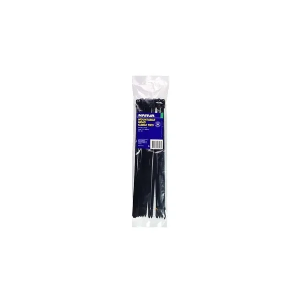 Ultima Mountable Head Cable Ties 8″ x 3/16″ black