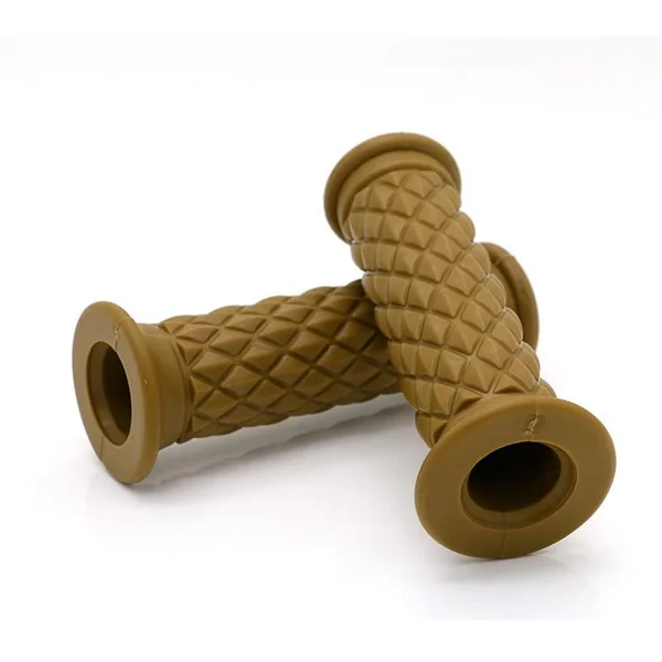 Universal Khaki Beige Rubber Grips For 7/8" Handlebars Dimond Pattern