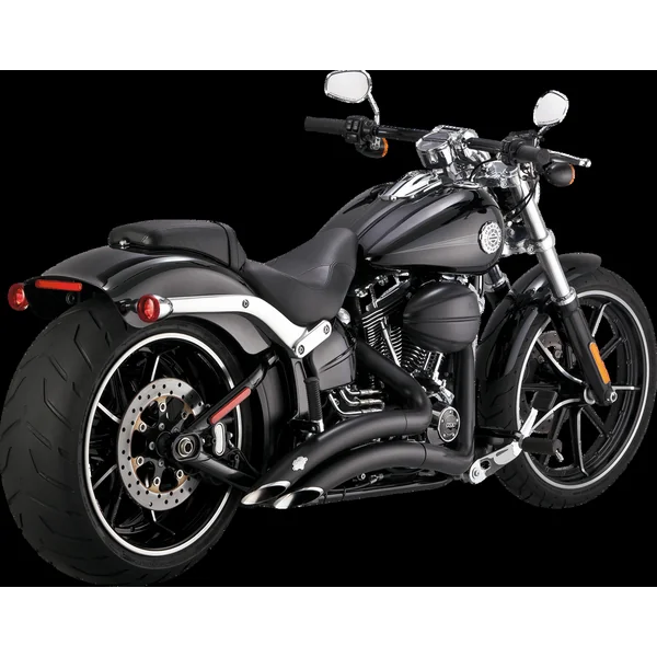 VANCE & HINES Matte Black Big Radius 2-Into-2 Exhaust System with PCX for 2013-2017 Harley Softail Breakout - MADE IN USA - 46365