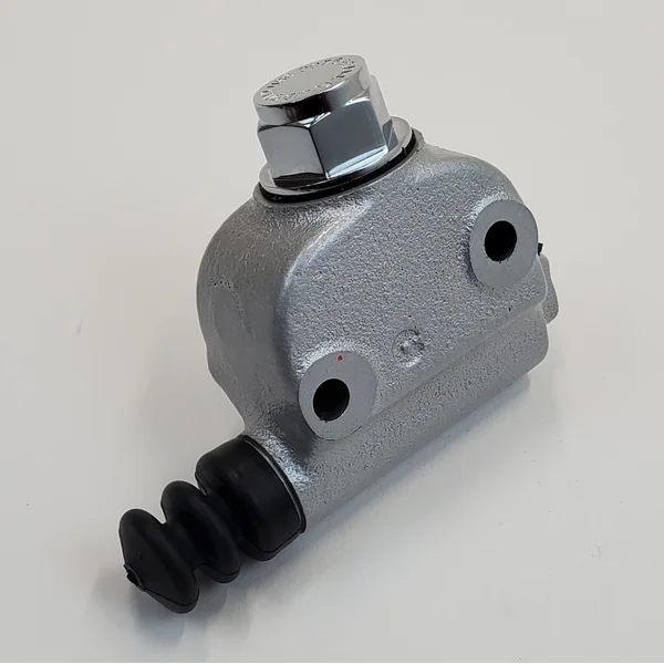 Wagner Lockheed Style ¾” Bore Rear Brake Master Cylinder w/Cap & Boot For 1958-(Early)1979 Harley FL & 1971-(Early)1979 Harley FX Replaces HD# 41761-58 & 41761-78 - Cast Iron Painted Silver - Image 2